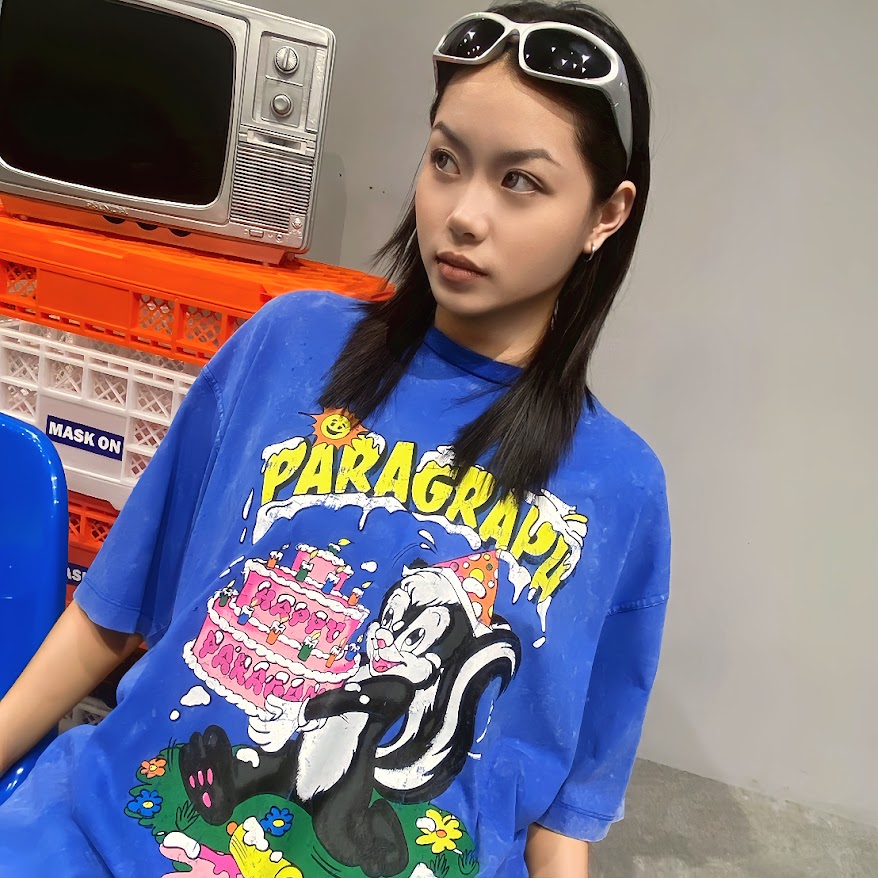 Paragraph生日松鼠水洗短T/藍