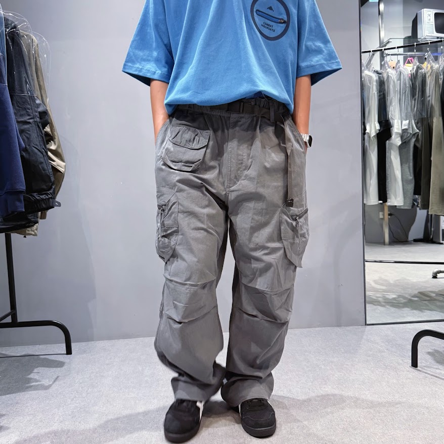 MIDUPDATE直筒混紡工裝長褲/淺灰