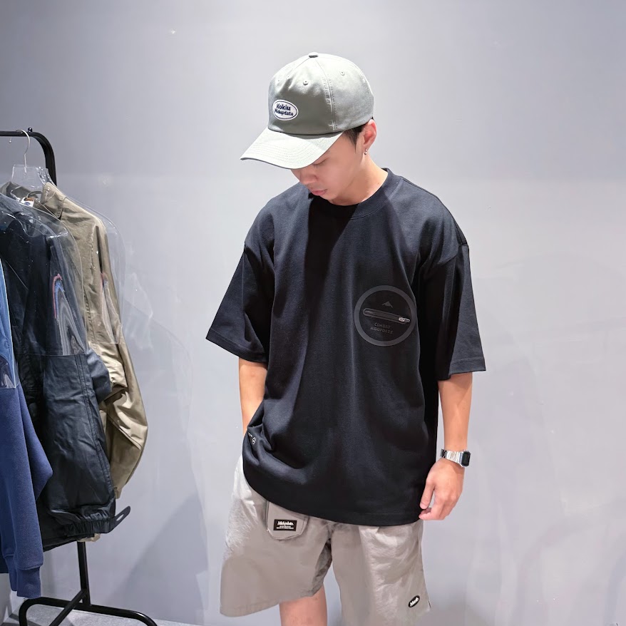 MIDUPDATE無縫壓膠口袋短T/黑