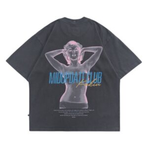 MIDUPDATE復古人像水洗短T/深灰