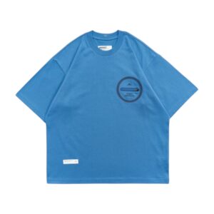 MIDUPDATE無縫壓膠口袋短T/天藍