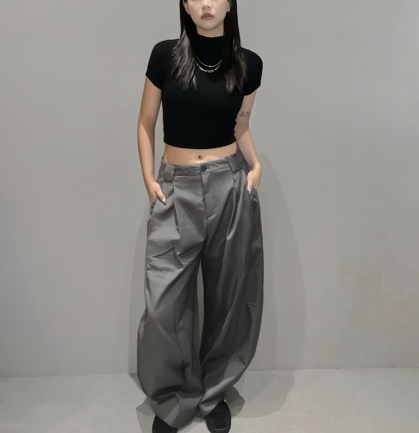 鬆弛抗皺彎刀西裝褲/灰