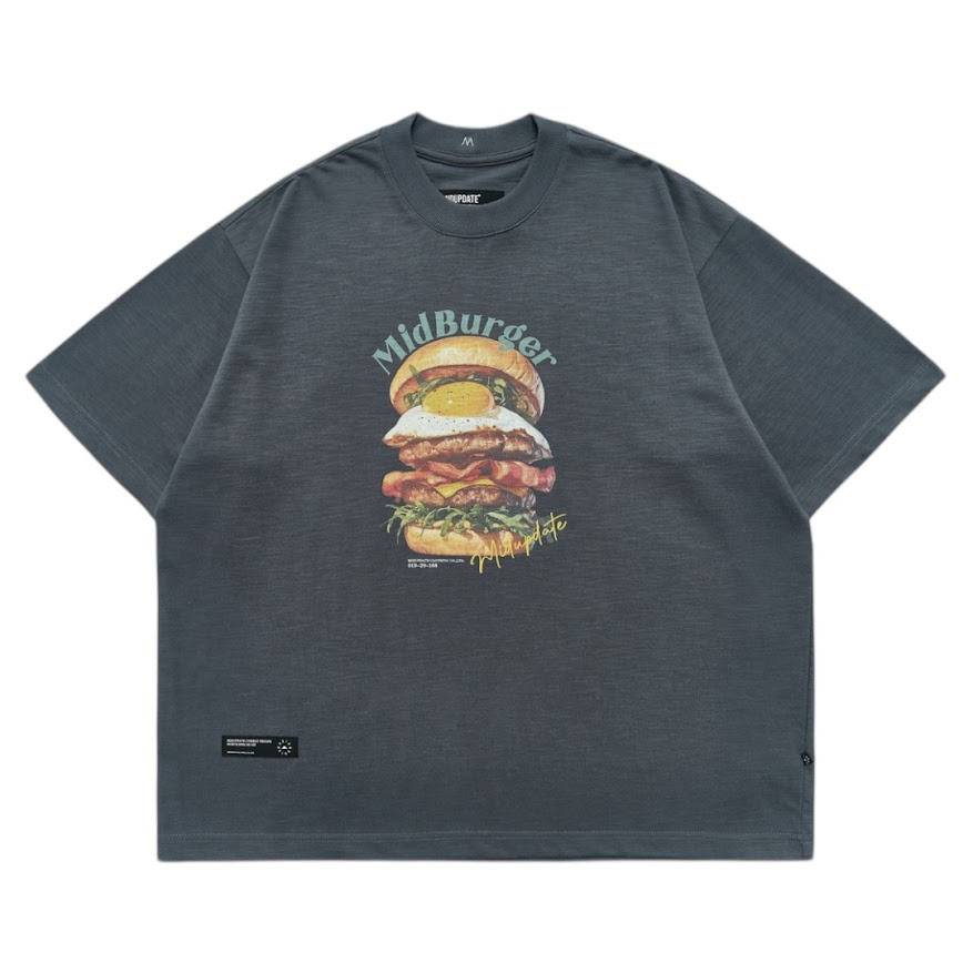 MIDUPDATE手繪漢堡短T/灰藍