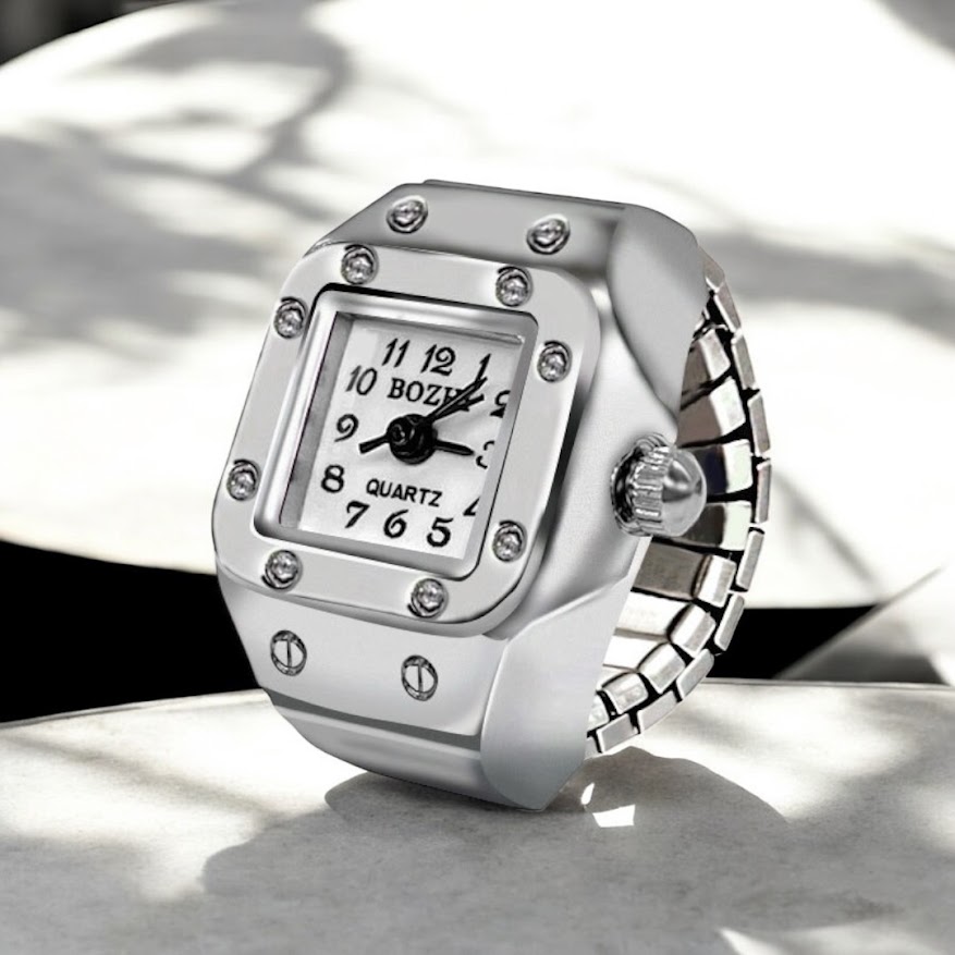 方形戒指銀錶(白錶面)