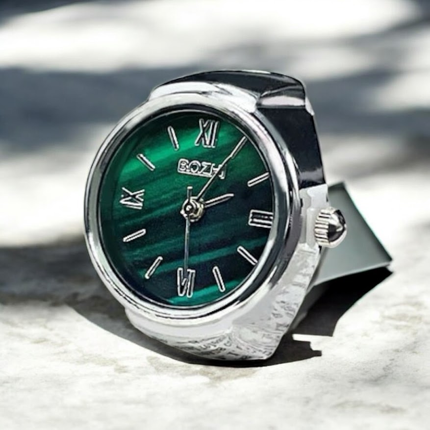 圓形戒指銀錶(綠錶面)