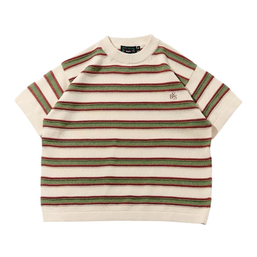 BOYIS 針織條紋T/紅綠