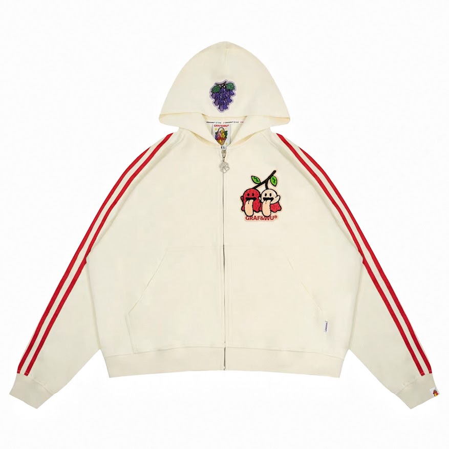 GRAF荔枝可愛鬼連帽外套/米白
