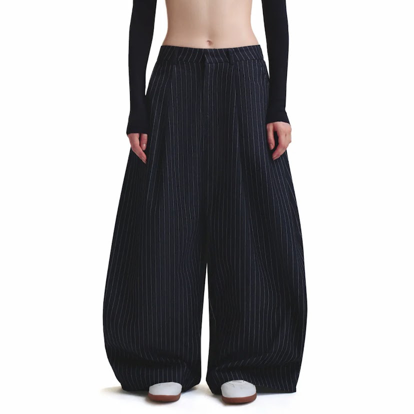 (現+預購)PUSH PUSH條紋寬鬆長褲/黑