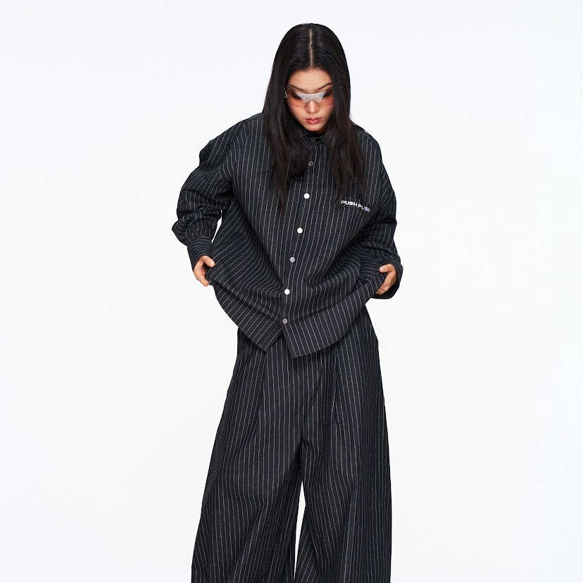 (現+預購)PUSH PUSH條紋長袖襯衫/黑