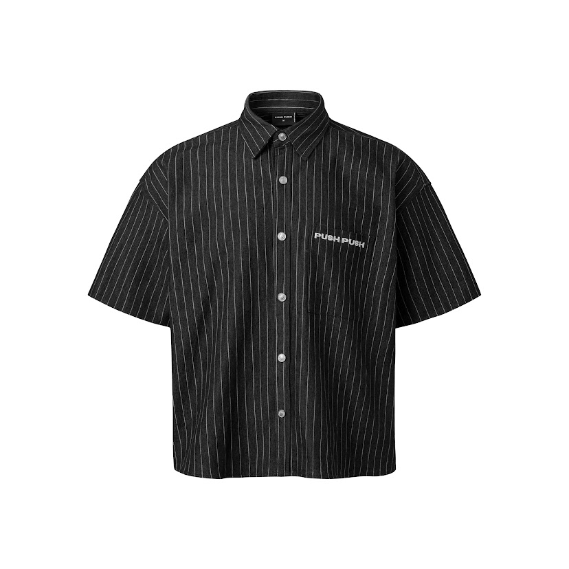 (現+預購)PUSH PUSH條紋短袖襯衫/黑