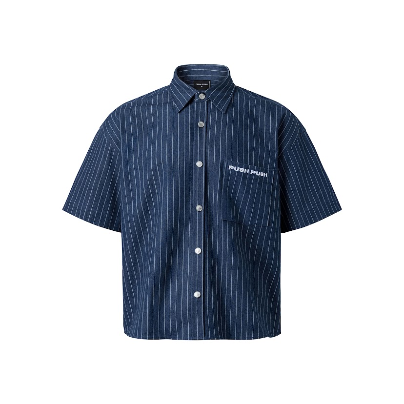 (現+預購)PUSH PUSH條紋短袖襯衫/藍