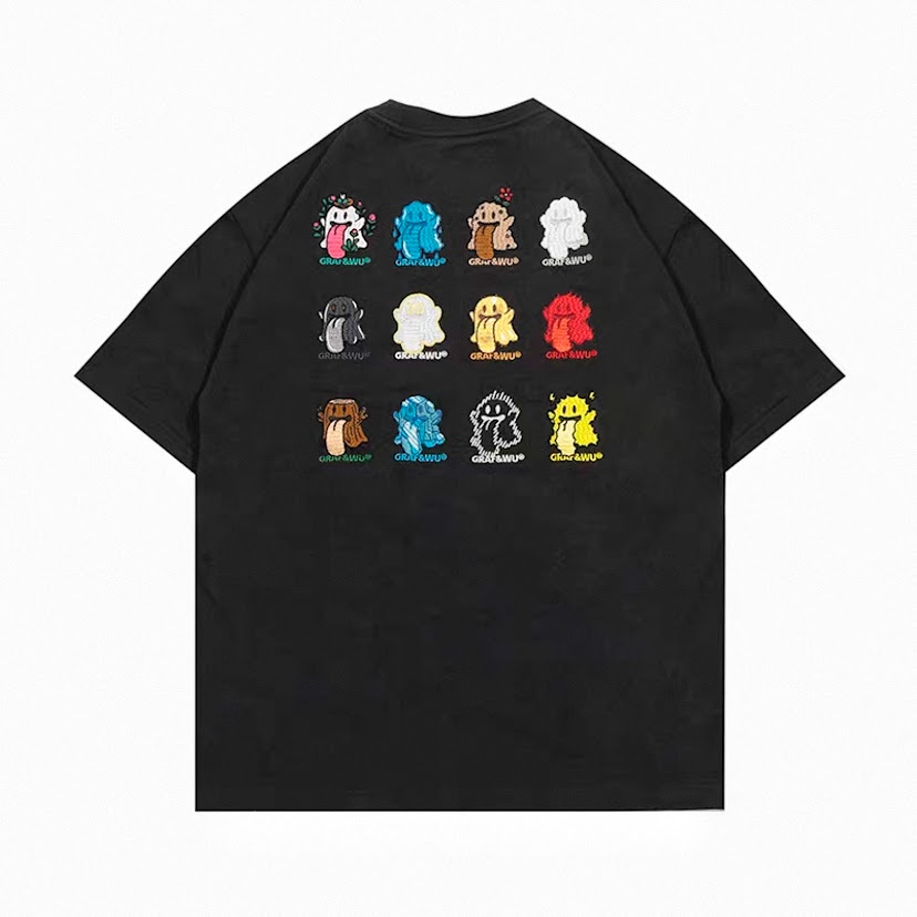 GRAF五行八卦可愛鬼短T/炭灰