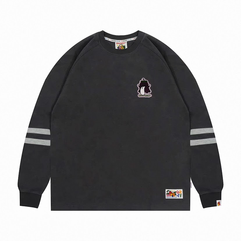 GRAF山竹拼接長T/深灰