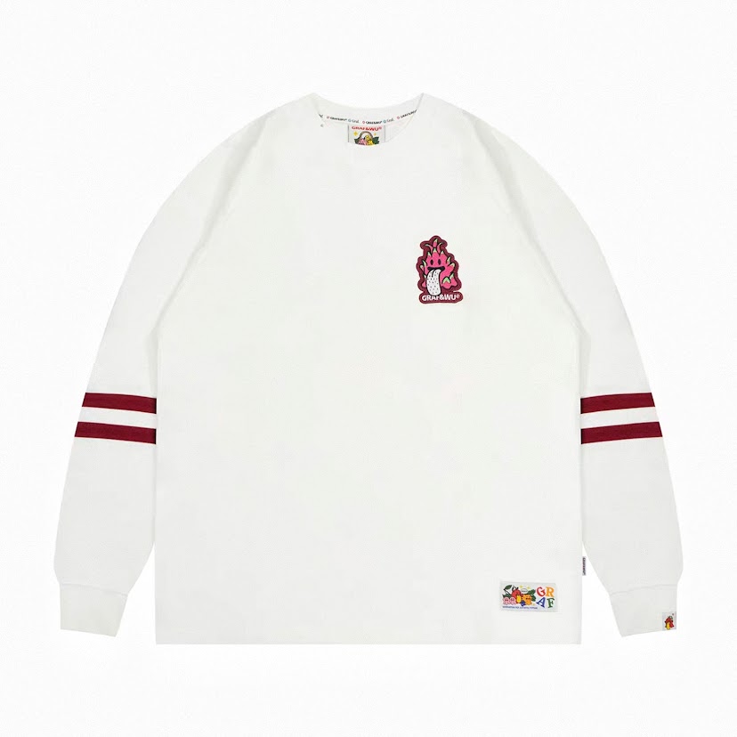 GRAF火龍果拼接長T/白