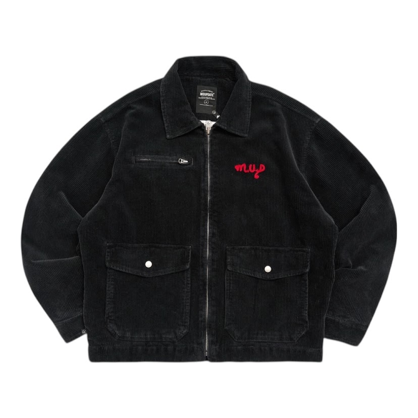 MIDUPDATE刺繡賽車燈芯絨外套/黑