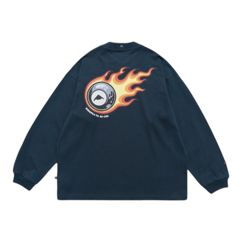 MIDUPDATE火焰撞球長T/深藍