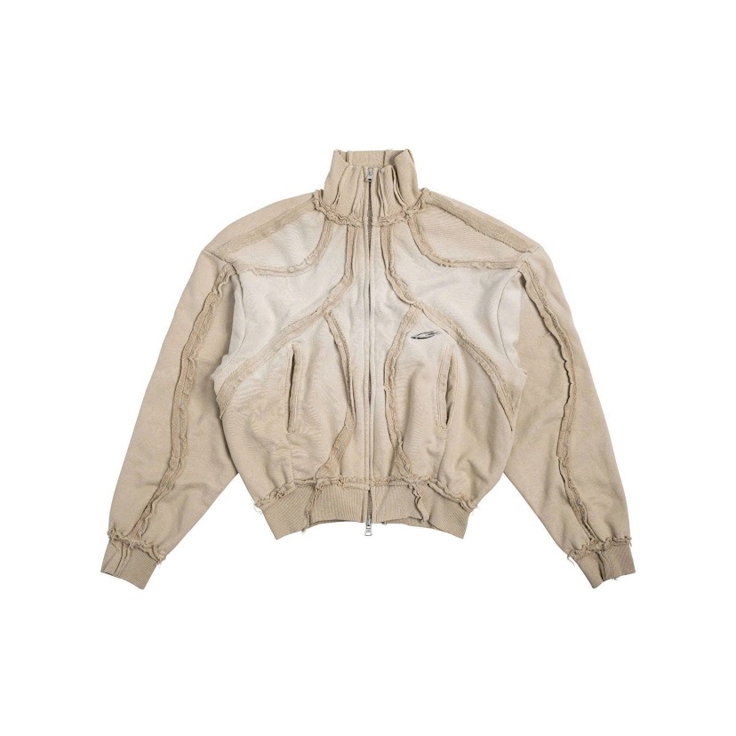 (現+預購)GAMBLE立體拼接拉鍊外套/米