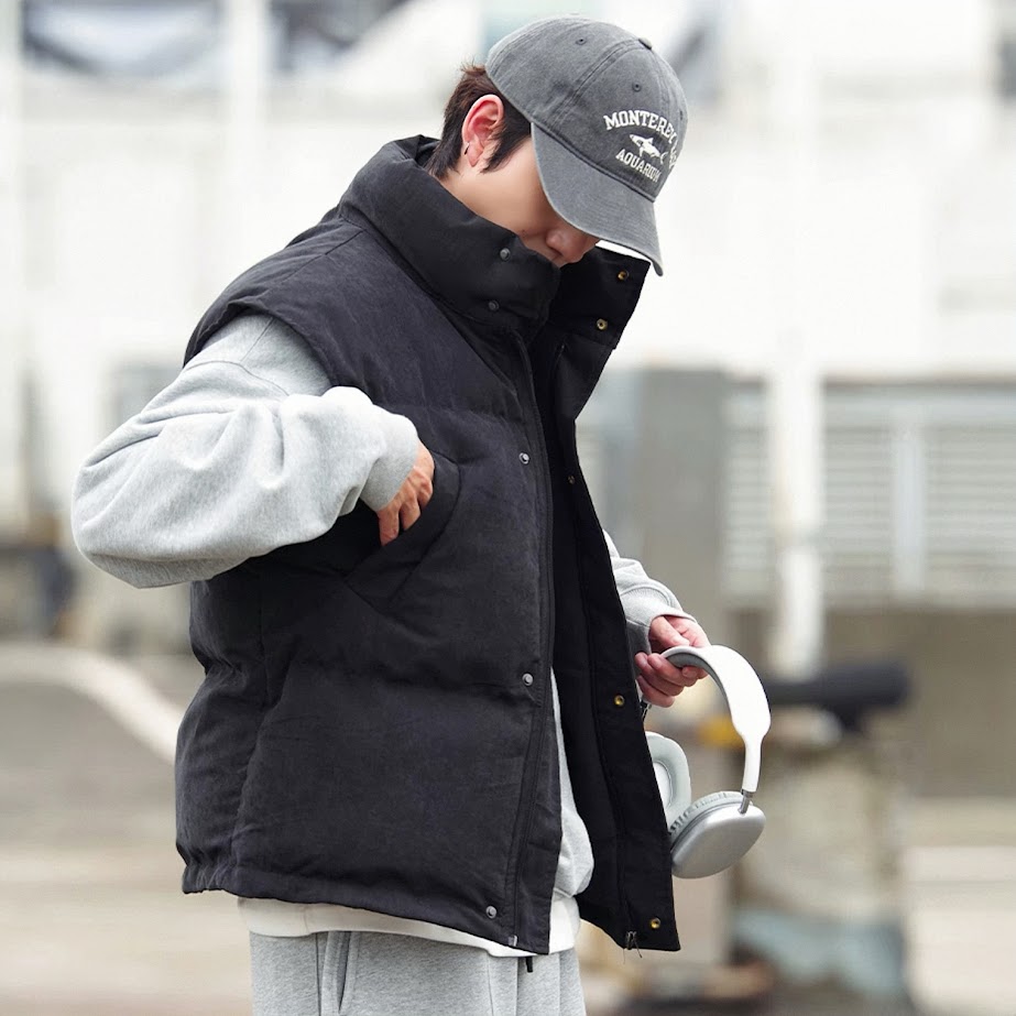 鋪棉馬甲背心/黑