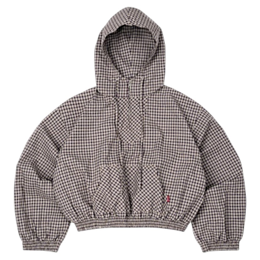 (現+預購)PUSH PUSH格紋半拉鏈帽衫/卡其