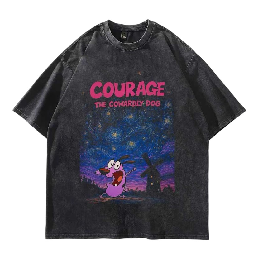 梵谷世界的膽小狗英雄水洗短T