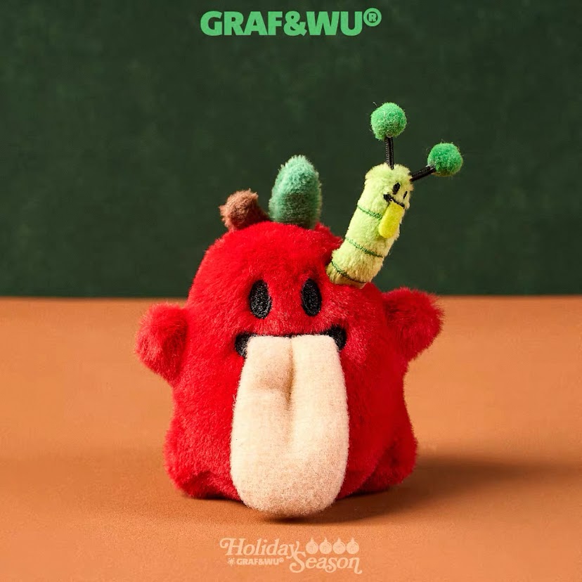 迷你蘋果長蟲鬼吊飾