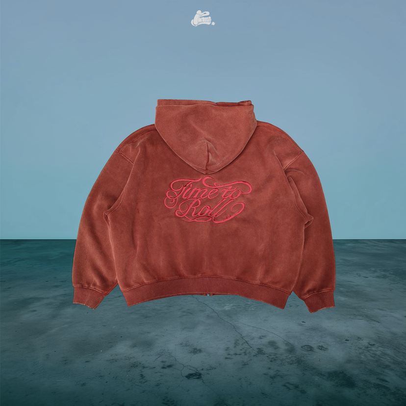 T.D.G經典蠟染刺繡連帽外套/暗紅